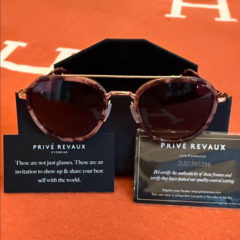 Privé Revaux Aviator Sunglasses with Tortoise Shell and Gold Tone Accents